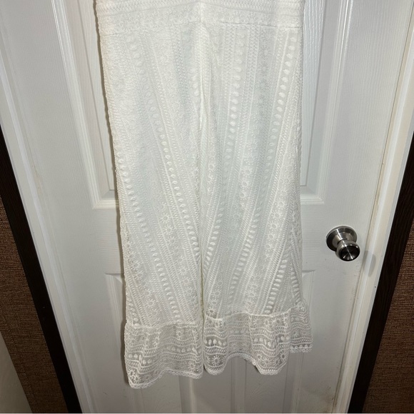 Miami White Lace Scoop Neck Sleevless Ruffle Hem Midi Dress Small - Picture 11 of 11